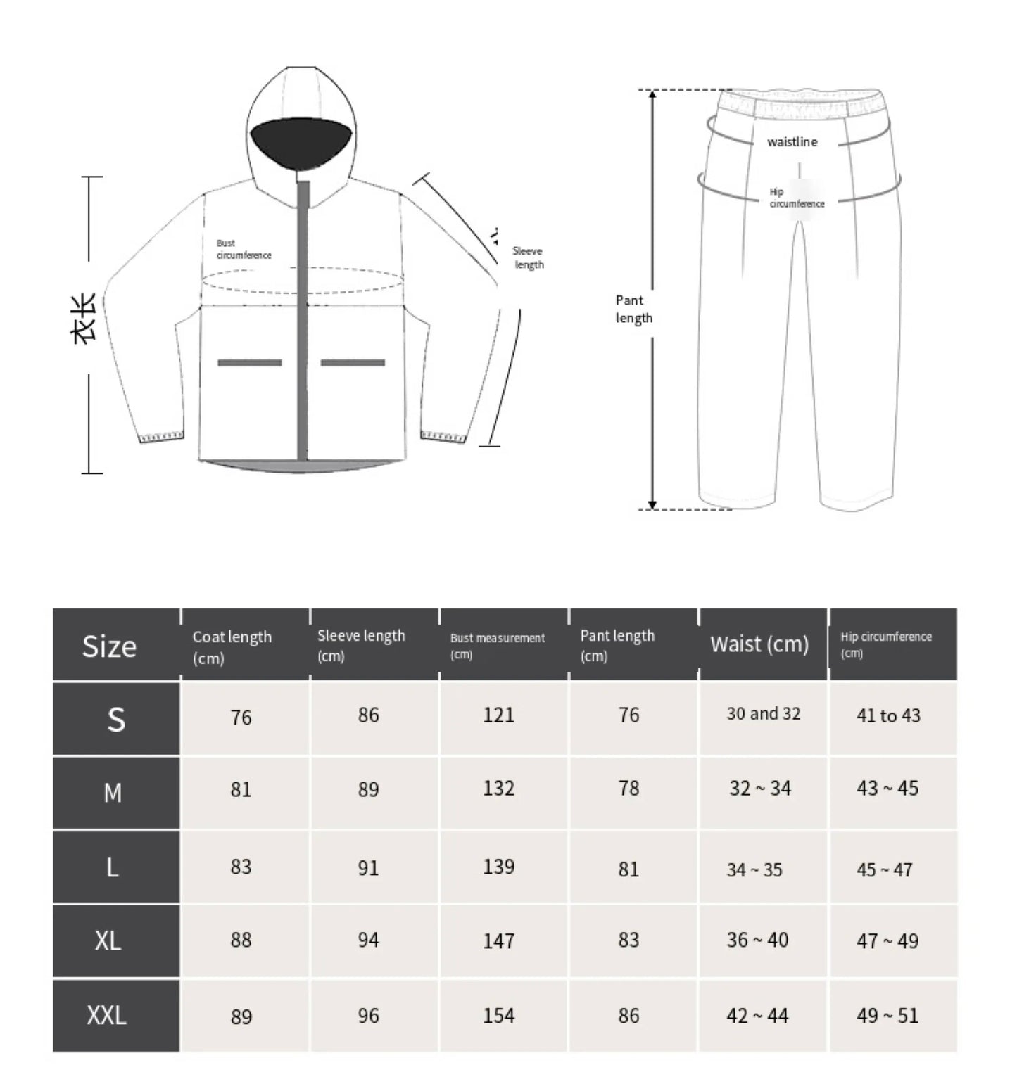 Mountaineering Raincoat Coat and Pants