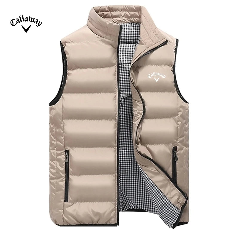 Autumn and Winter Men's Embroidered High-quality Cotton Vest Jacket, New Luxury, Casual, Comfortable, Sleeveless Warm Down Jacke