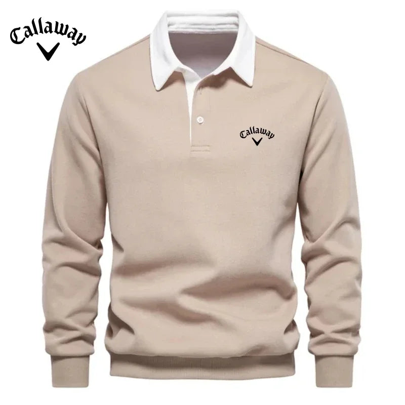 Men's Embroidered Pure Cotton Long Sleeved Polo Shirt