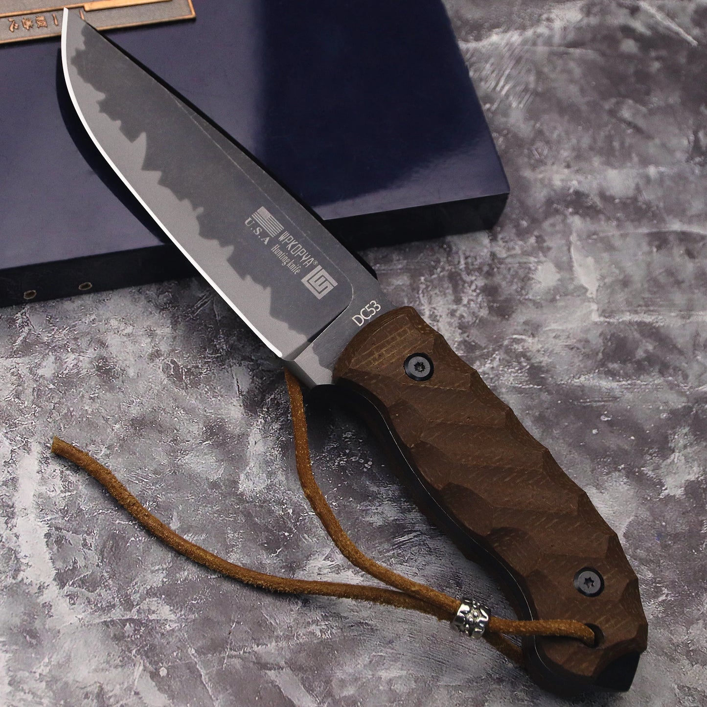 U.S.A Linen handle 6mm reinforced DC53 steel All Tang Outdoor hunting knife