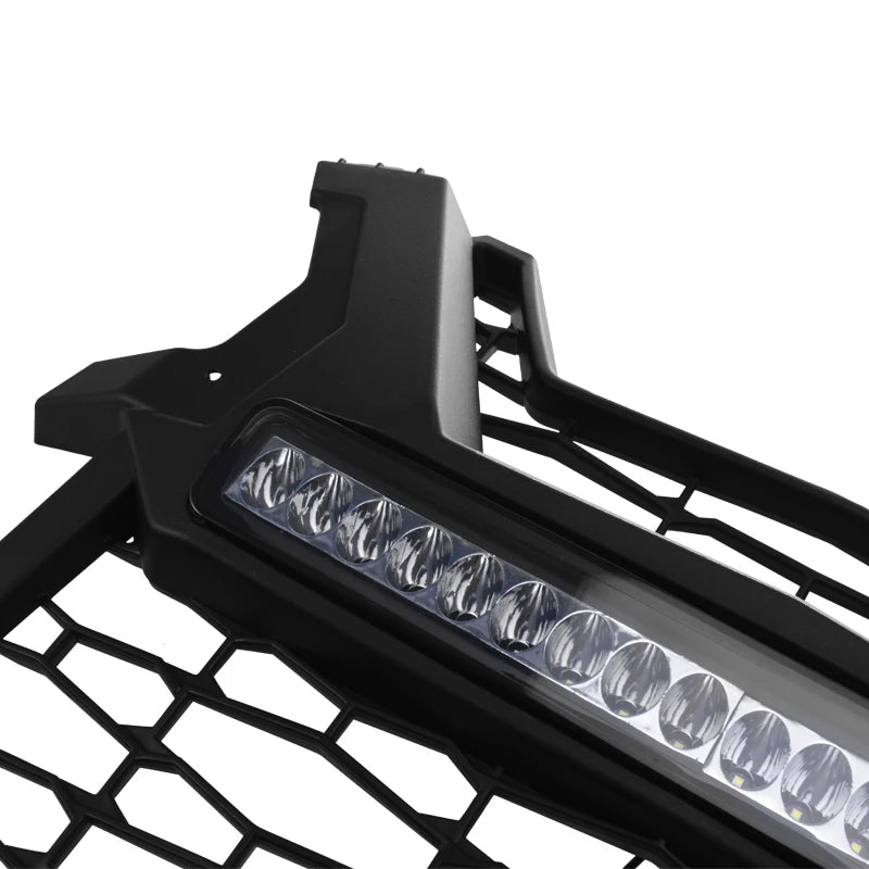 Black Mesh Grille With LED Light Bar For Polaris RZR