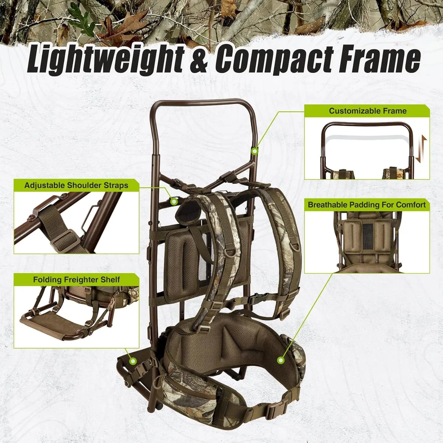 Hunting Backpack with Frame and Rain Cover