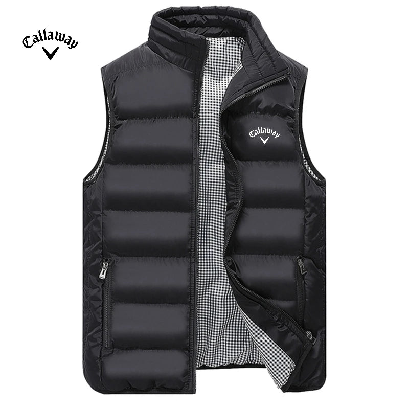 Autumn and Winter Men's Embroidered High-quality Cotton Vest Jacket, New Luxury, Casual, Comfortable, Sleeveless Warm Down Jacke