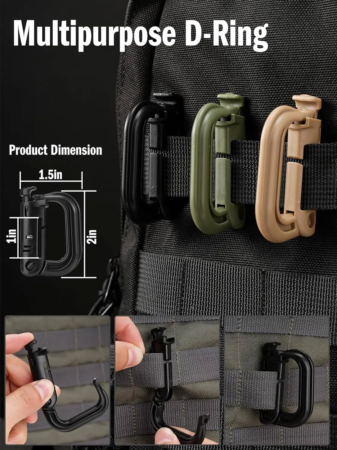 Tactical D-Ring Grimlock Carabiner