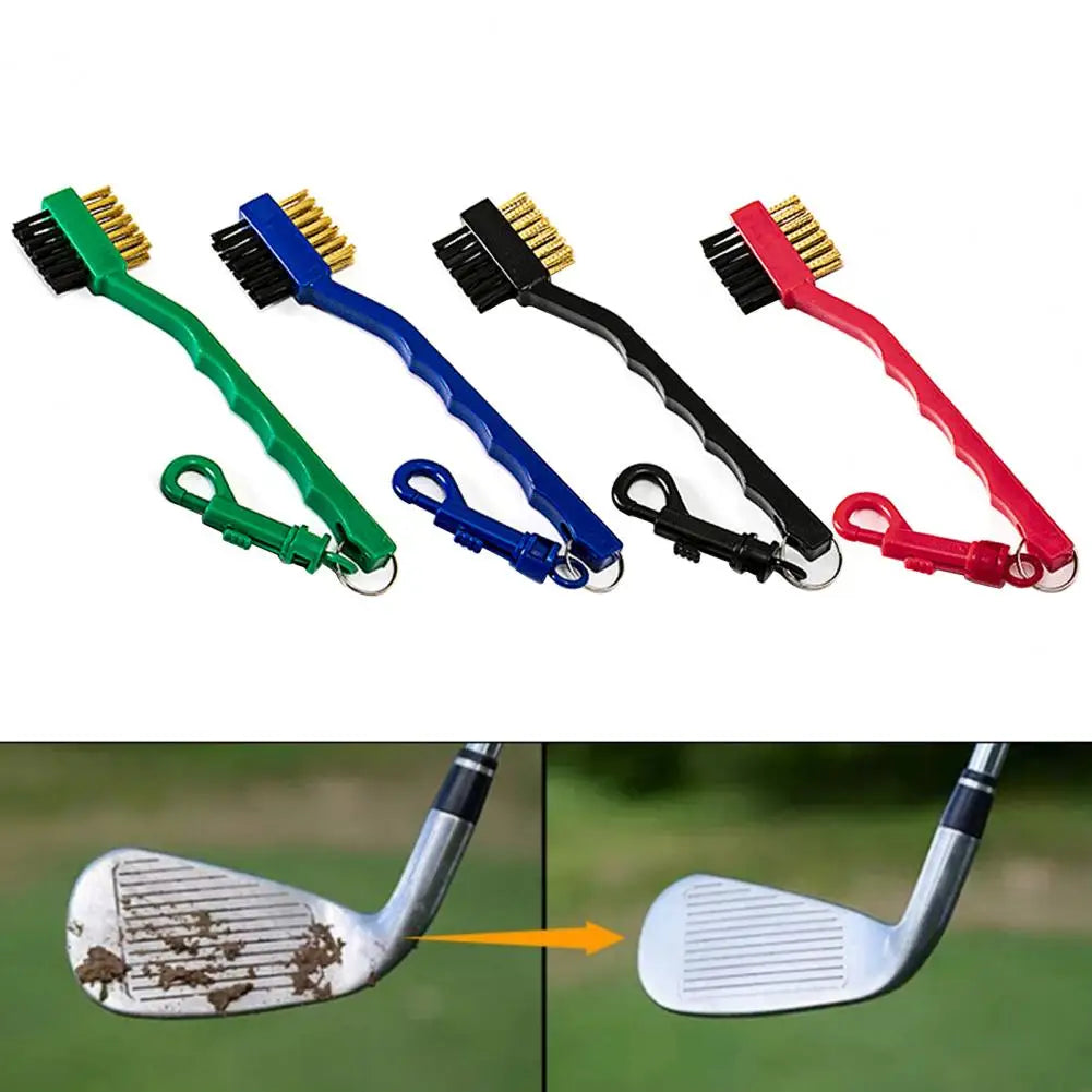 Golf Cleaning Brush Portable Non-slip Handle Grip Dirt Removal Nylon Bristles Double Side Golf Club Cleaner Golf Accessories