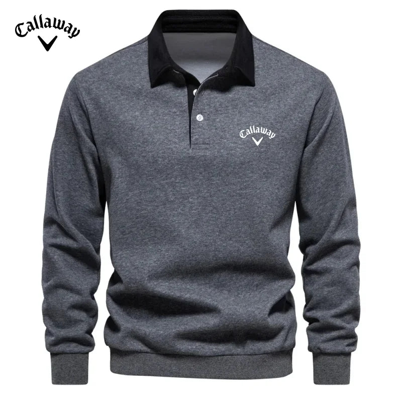 Men's Embroidered Pure Cotton Long Sleeved Polo Shirt