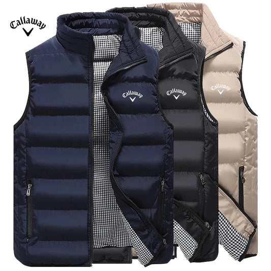 Autumn and Winter Men's Embroidered High-quality Cotton Vest Jacket, New Luxury, Casual, Comfortable, Sleeveless Warm Down Jacke