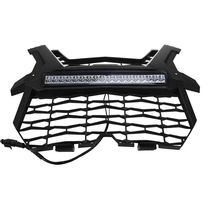 Black Mesh Grille With LED Light Bar For Polaris RZR