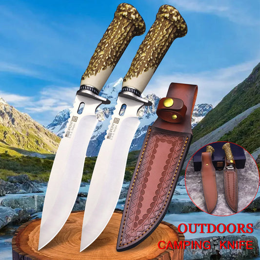 Straight Knife with antler handle