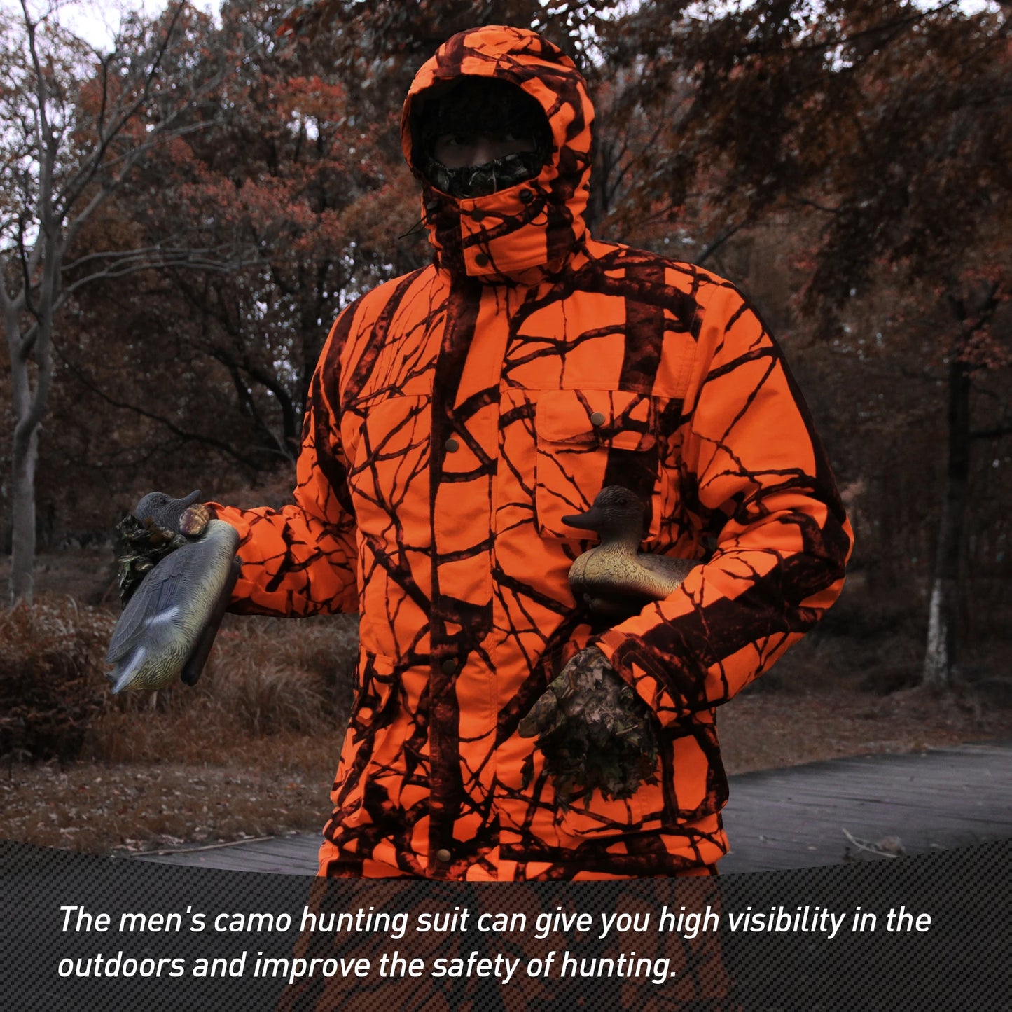 Hunting Jacket Tactical Clothes Hooded Coat Orange Camouflage Windproof Insulation Hunting Clothes Outdoor Hunting Coats Jackets