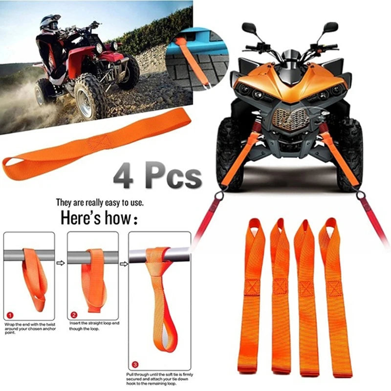 1/4Pcs Atv Soft Loop Tie Down Straps