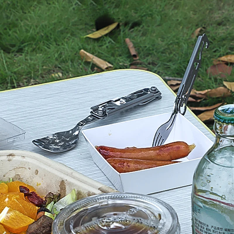 Outdoor Tableware Multi-function Portable Knife Fork Spoon Bottle Opener