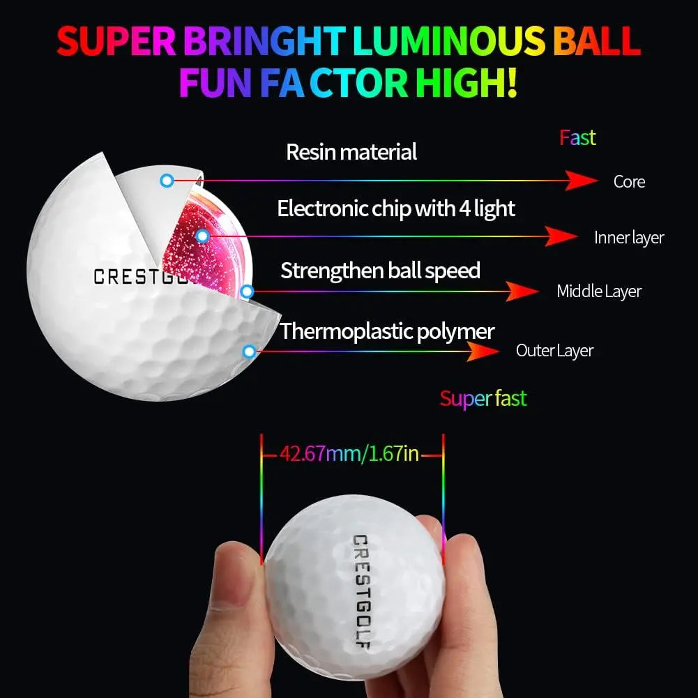 Crestgolf LED Golf Balls for Night Glow in The Dark Golf Ball