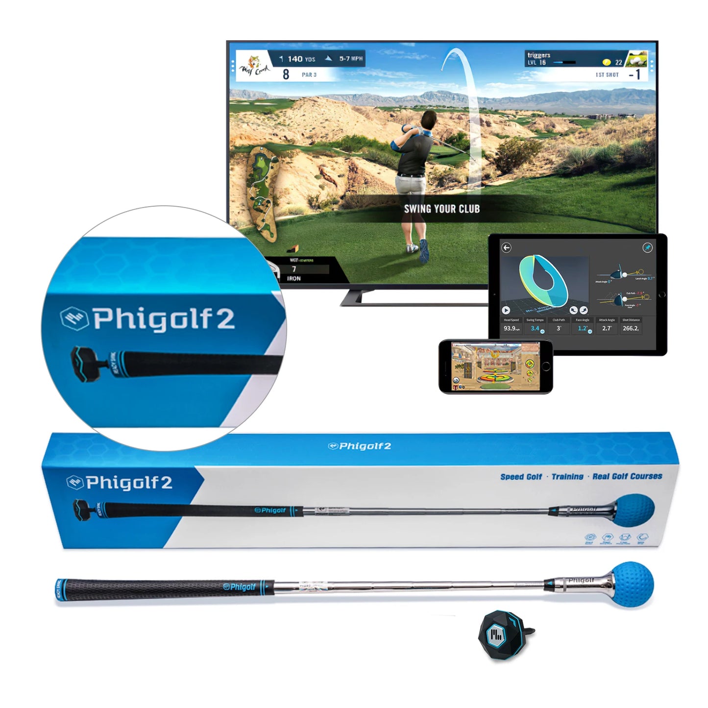 Golf Simulator + Swing,Experience Professional Swing Indoors And Outdoors,Smart Sensor + 3D Analysis,Improve Your Skills And Fun