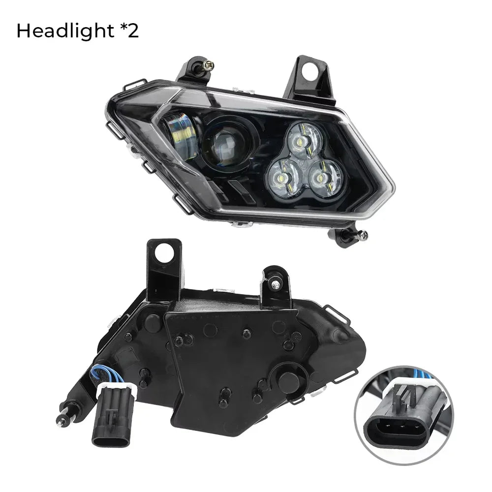 LED Headlights Assembly Head Lamp & Cover High/Low Beam for Can-Am Maverick