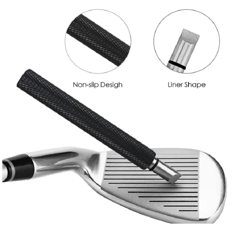 Retractable Golf Club Brush and 2 Golf Club Groove Sharpener for U & V-Grooves