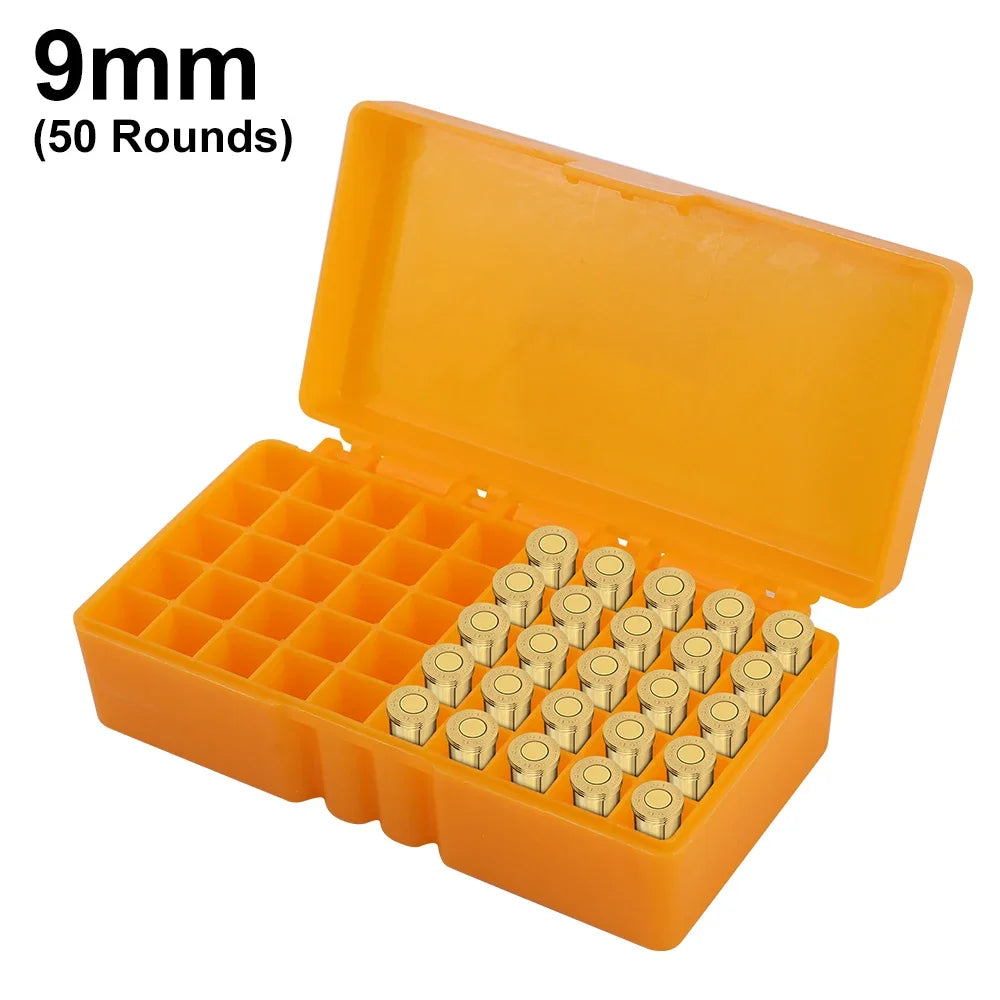 50/100 Rounds Tactical Bullet Box 9mm/.223/.38Super Pistol Rifle Ammo Carry Storage Box