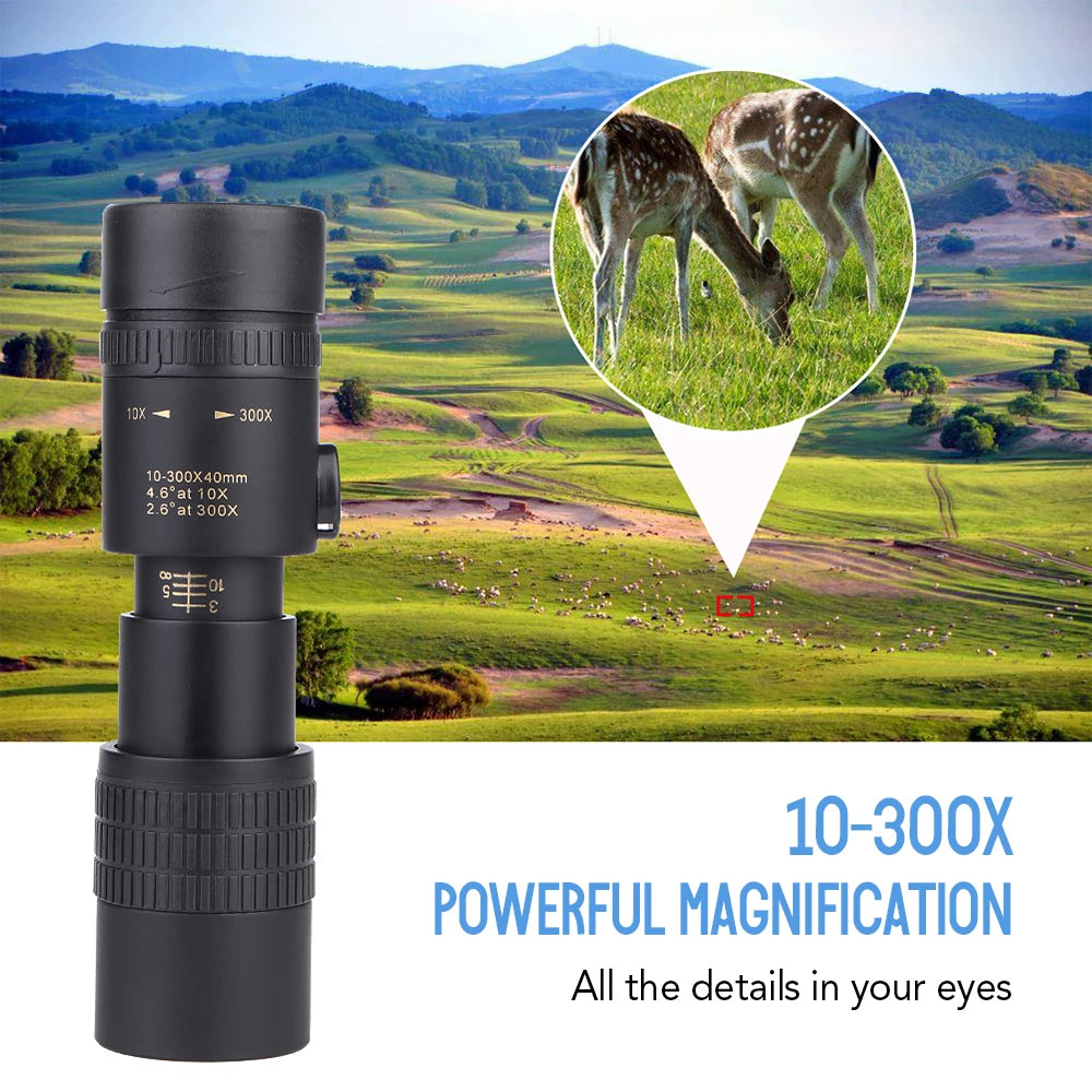 10-300X40mm BAK4 Prism Monocular