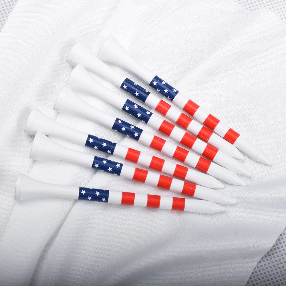 50pcs American Flag Style Durable Bamboo Golf Tees