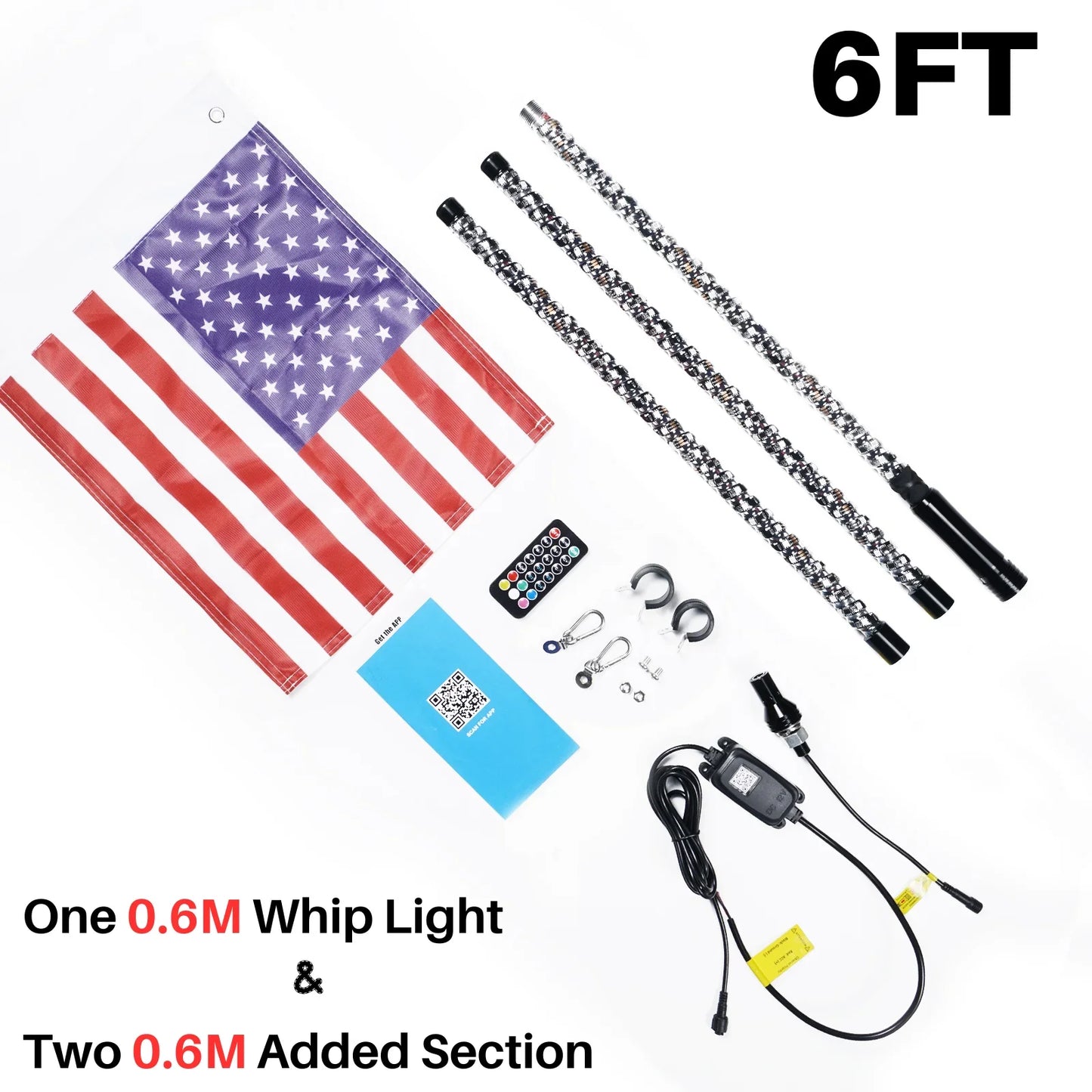 3FT 4FT 5FT 6FT LED Whip Light