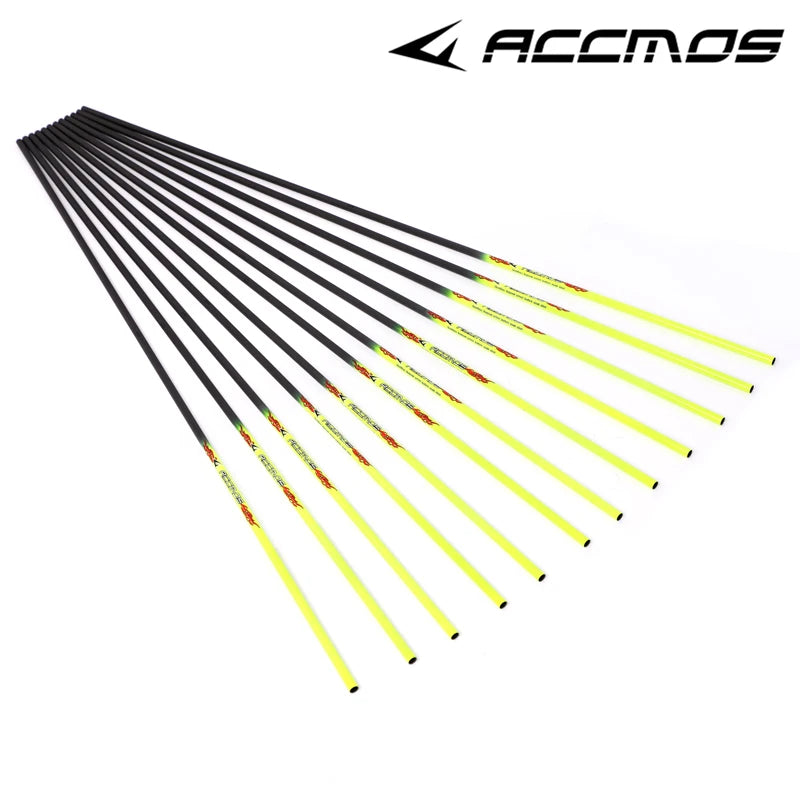 6/12pcs ID 6.2mm Pure Carbon Arrow Shaft 32'' Spine 300 340 400 500 600 700 800 Archery Tube DIY Shooting Arrow Accessories