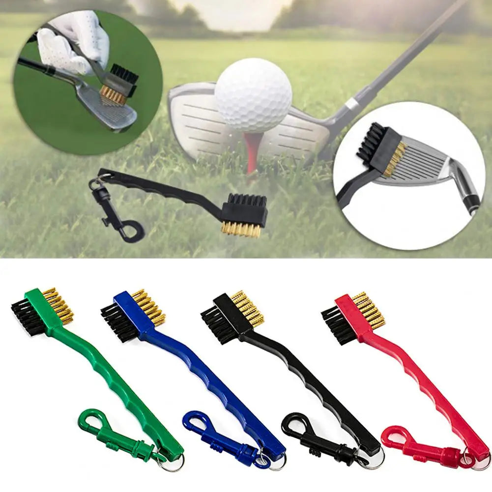 Golf Cleaning Brush Portable Non-slip Handle Grip Dirt Removal Nylon Bristles Double Side Golf Club Cleaner Golf Accessories