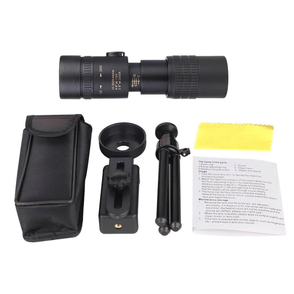 10-300X40mm BAK4 Prism Monocular