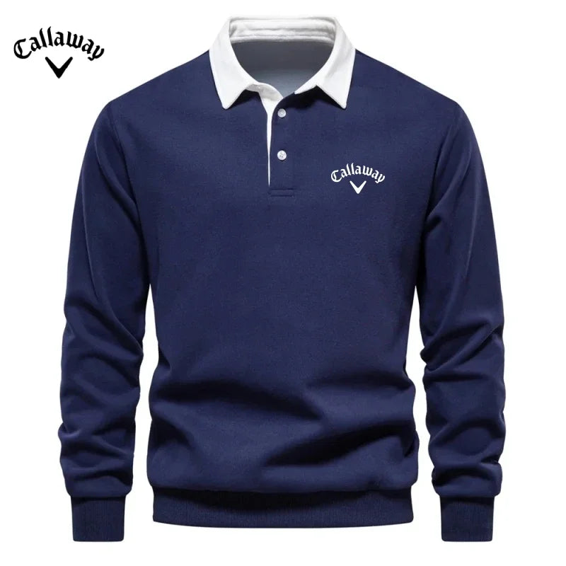 Men's Embroidered Pure Cotton Long Sleeved Polo Shirt