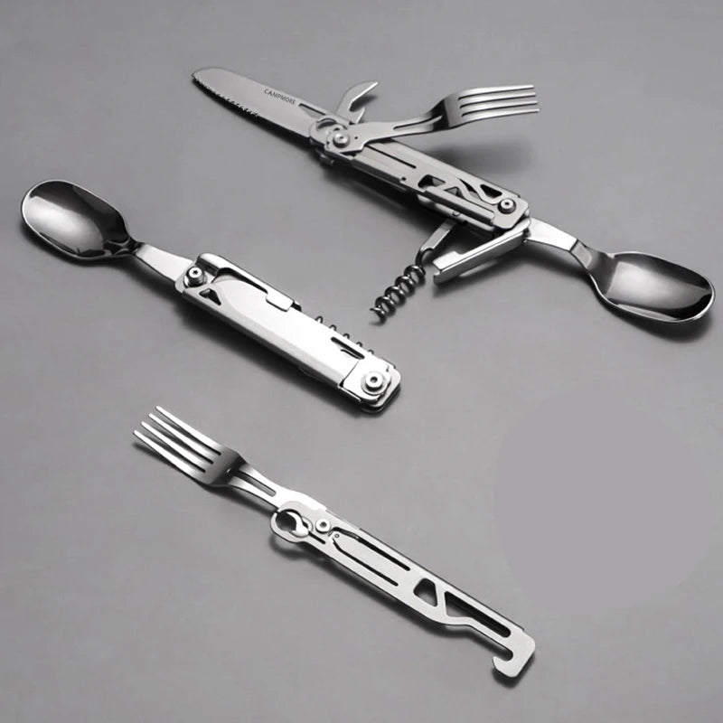 Outdoor Tableware Multi-function Portable Knife Fork Spoon Bottle Opener