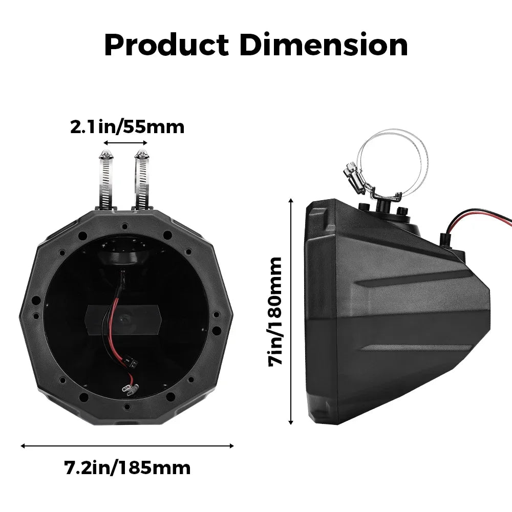 UTV ATV Speaker Enclosure Accessories 1.5 - 2" Clamps