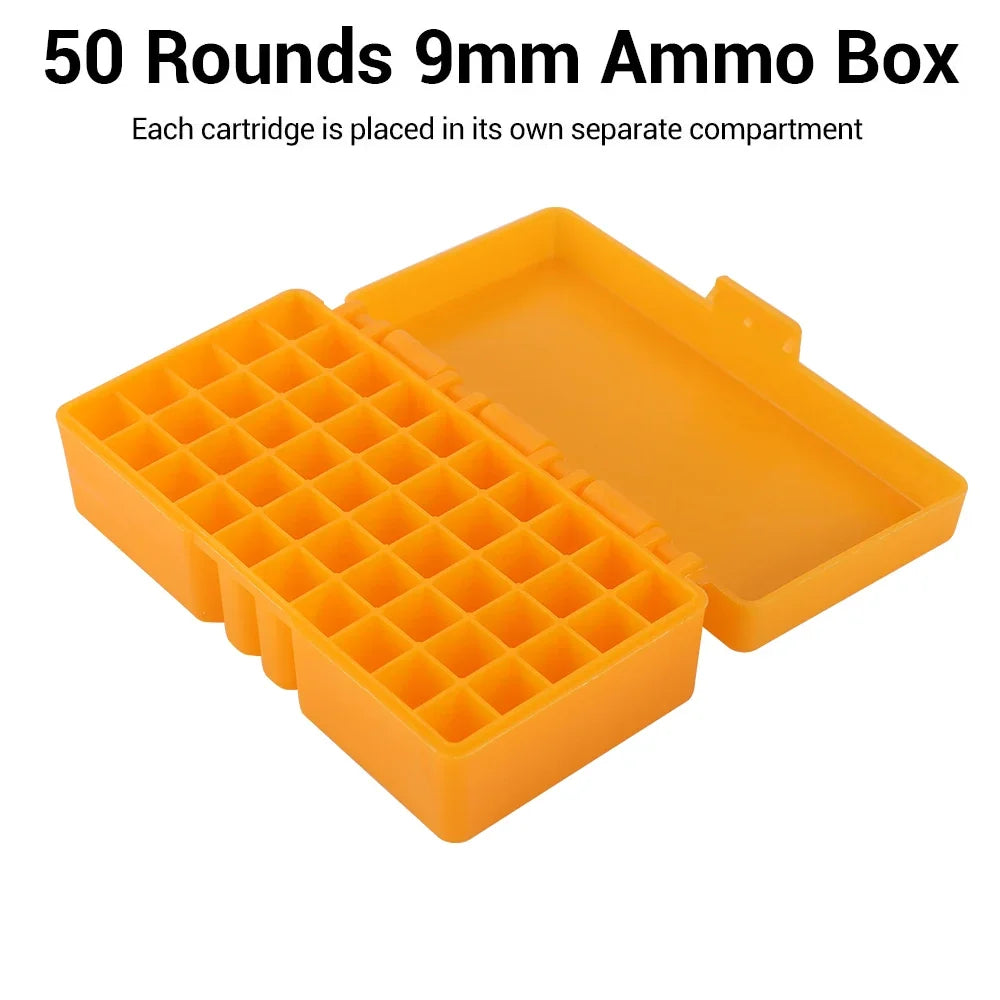 50/100 Rounds Tactical Bullet Box 9mm/.223/.38Super Pistol Rifle Ammo Carry Storage Box