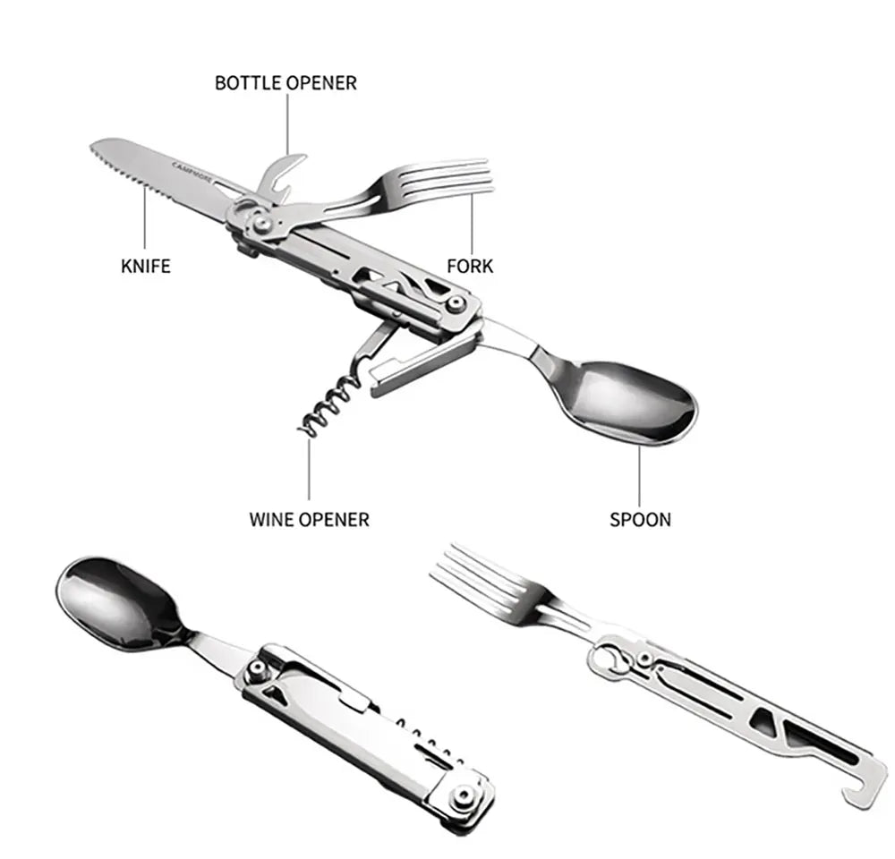 Outdoor Tableware Multi-function Portable Knife Fork Spoon Bottle Opener