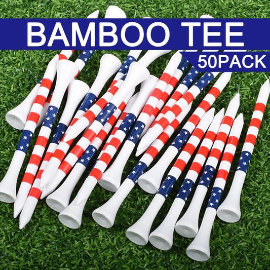 50pcs American Flag Style Durable Bamboo Golf Tees