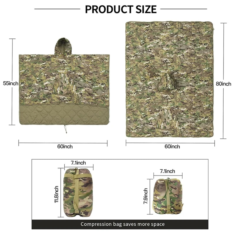 Camo Blanket Waterproof Insulation Poncho