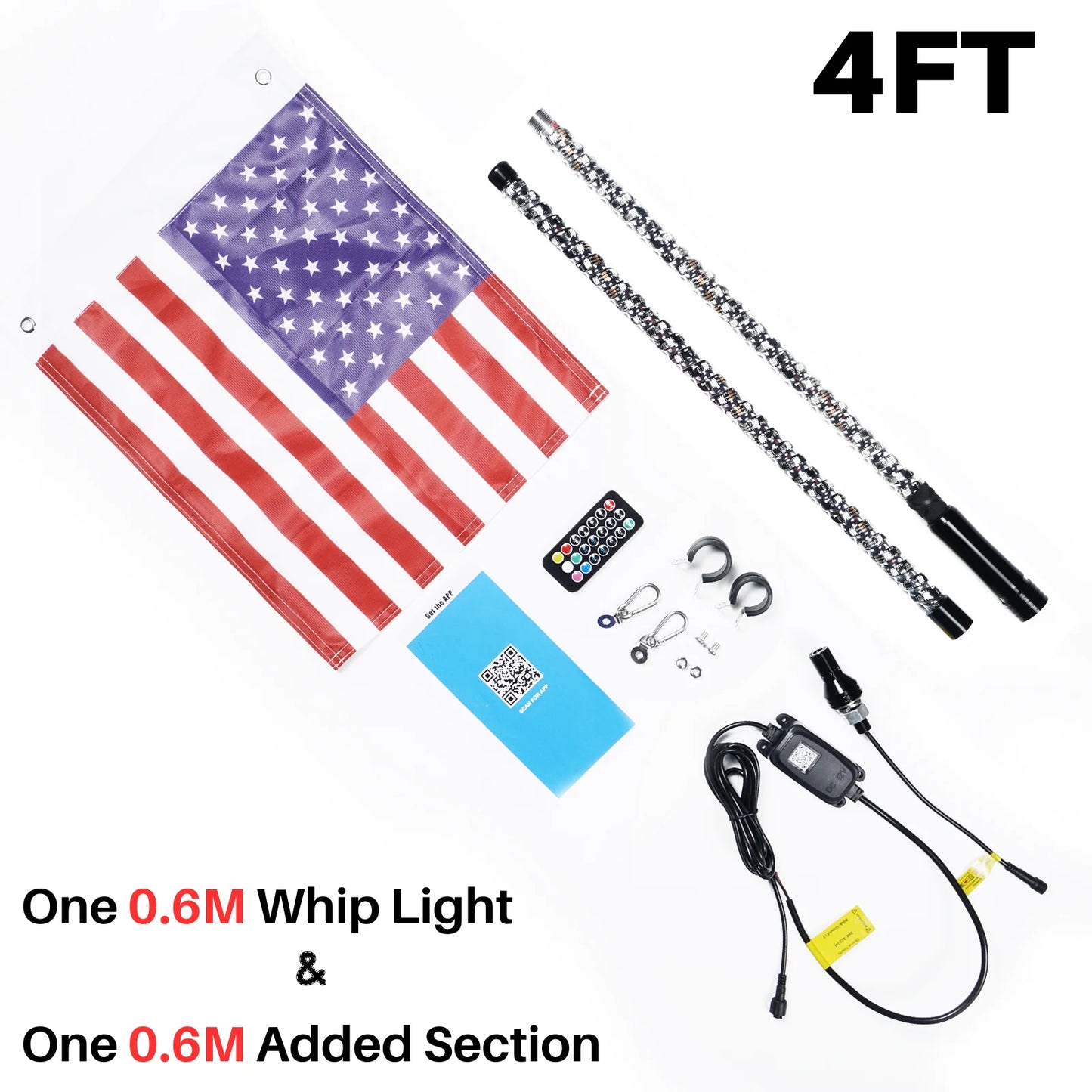 3FT 4FT 5FT 6FT LED Whip Light