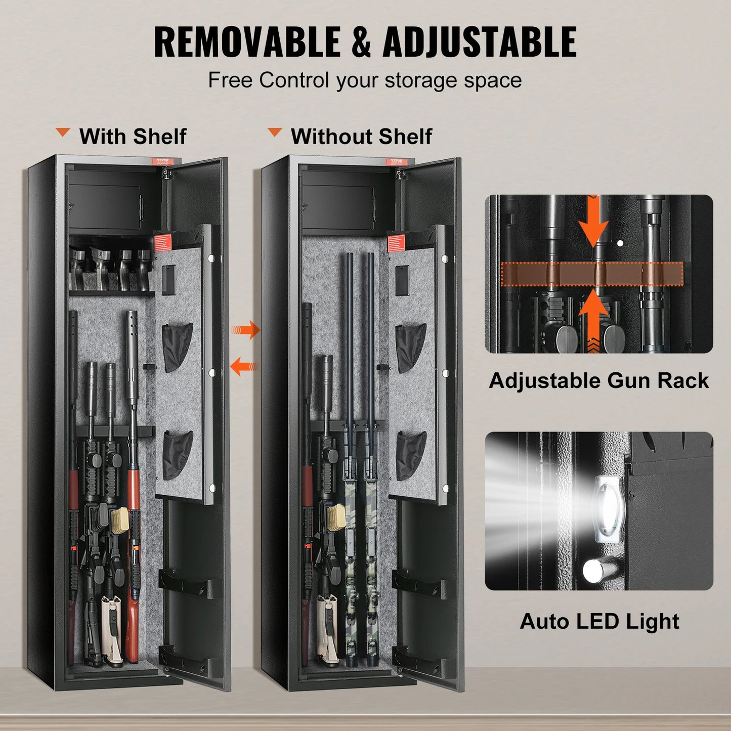 VEVOR 3-8 Rifles Gun Safe with Digital Keypad