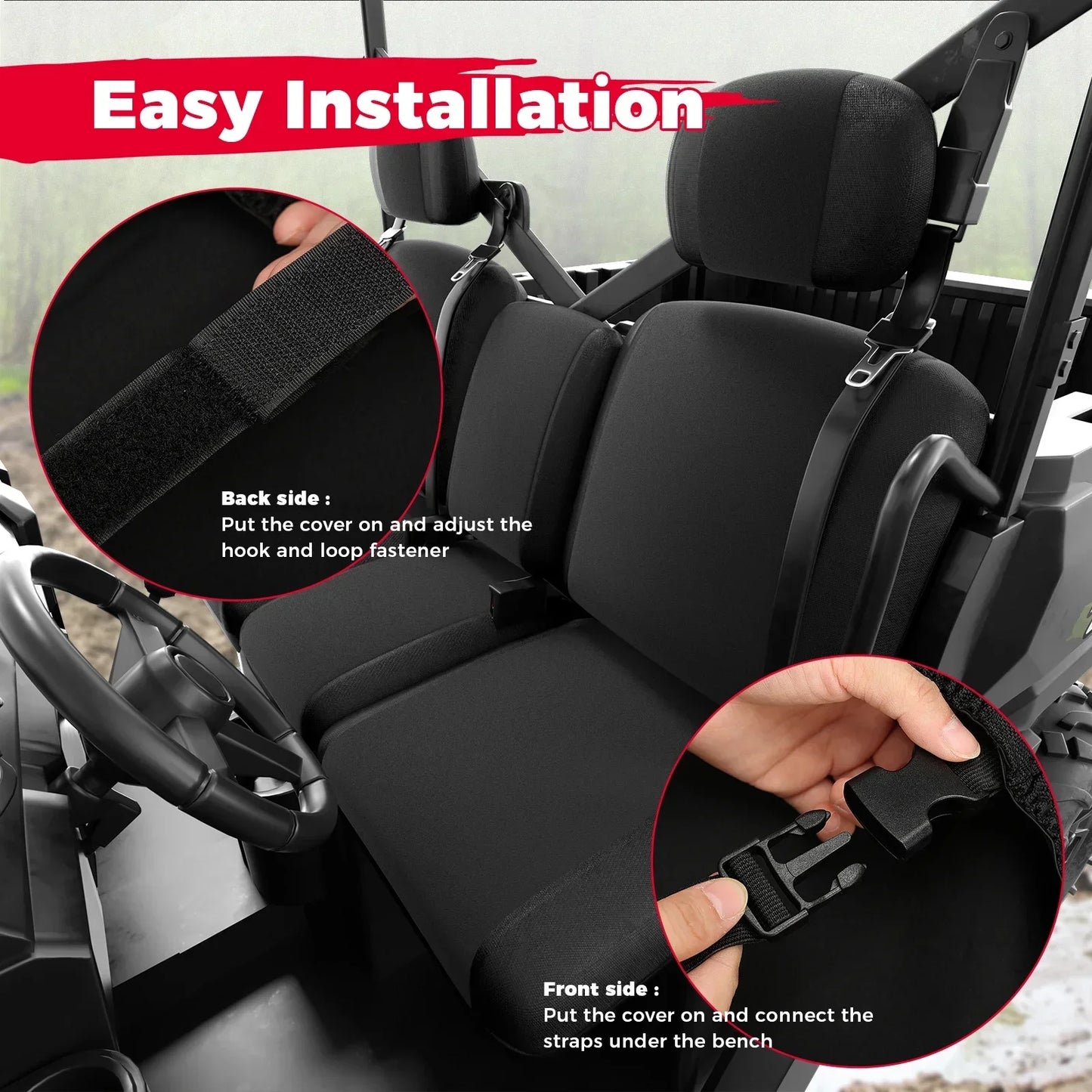 Can-Am Defender 6 Split Bench Seat Covers w/ Headrest