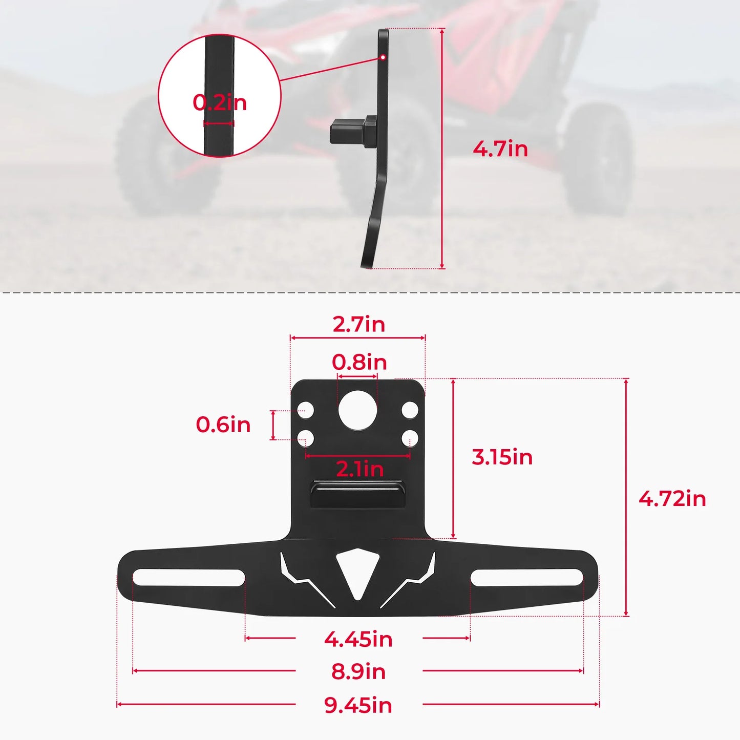 Polaris RZR Rear License Plate Holder