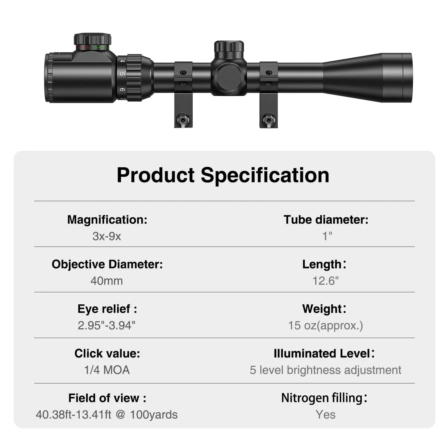 CVLIFE 3-9x40 Rifle Scope