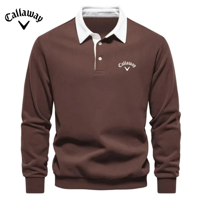 Men's Embroidered Pure Cotton Long Sleeved Polo Shirt