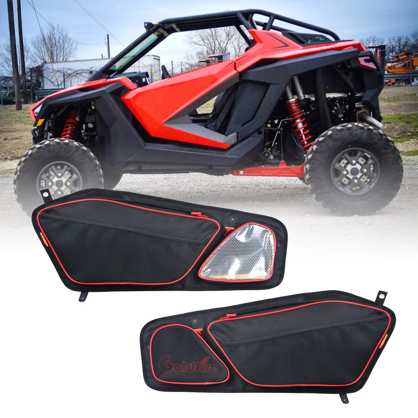 Polaris Front Door Storage Bags Waterproof with Removable Knee Pad