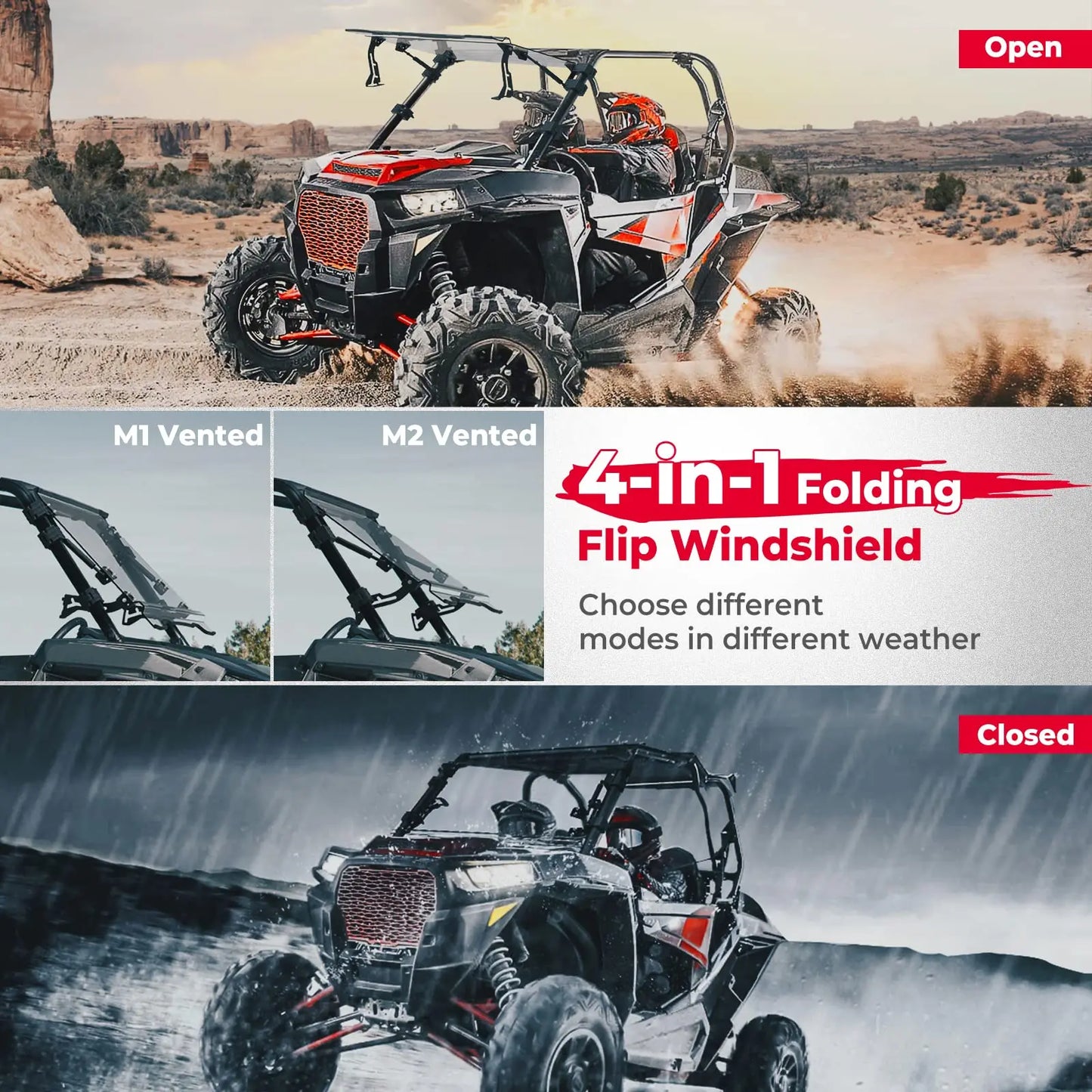 Polaris 4-IN-1 Folding Windshield