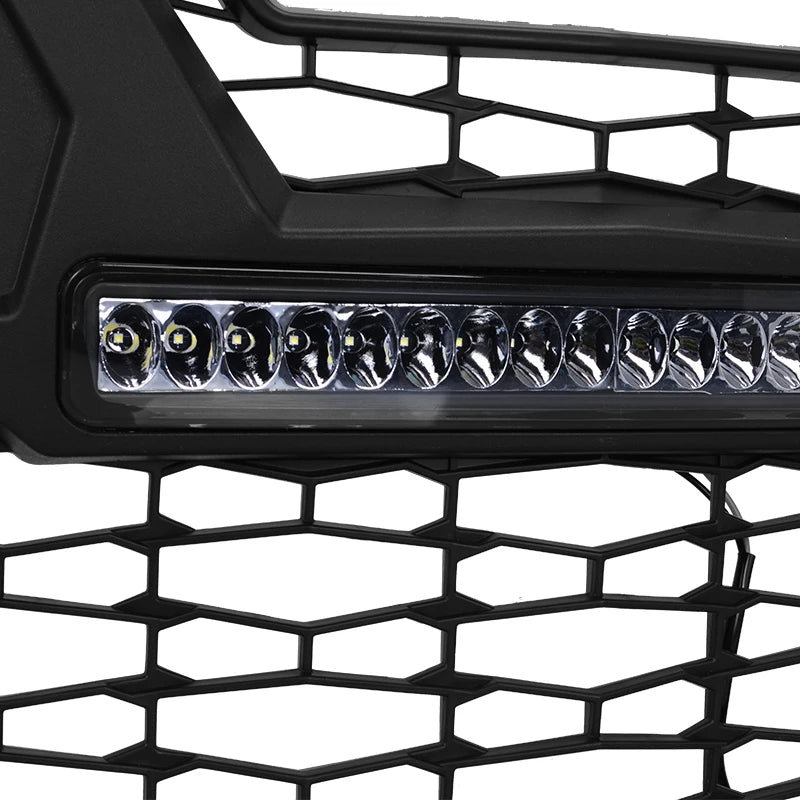 Black Mesh Grille With LED Light Bar For Polaris RZR