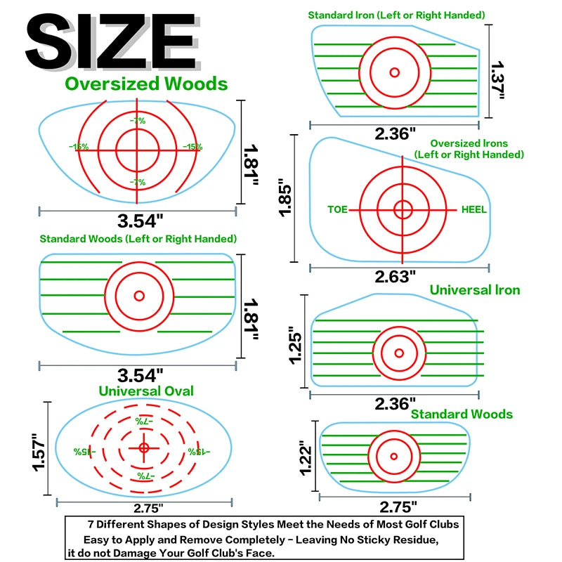 7in1 Golf Club Impact Target Label Tape Sticker Practice