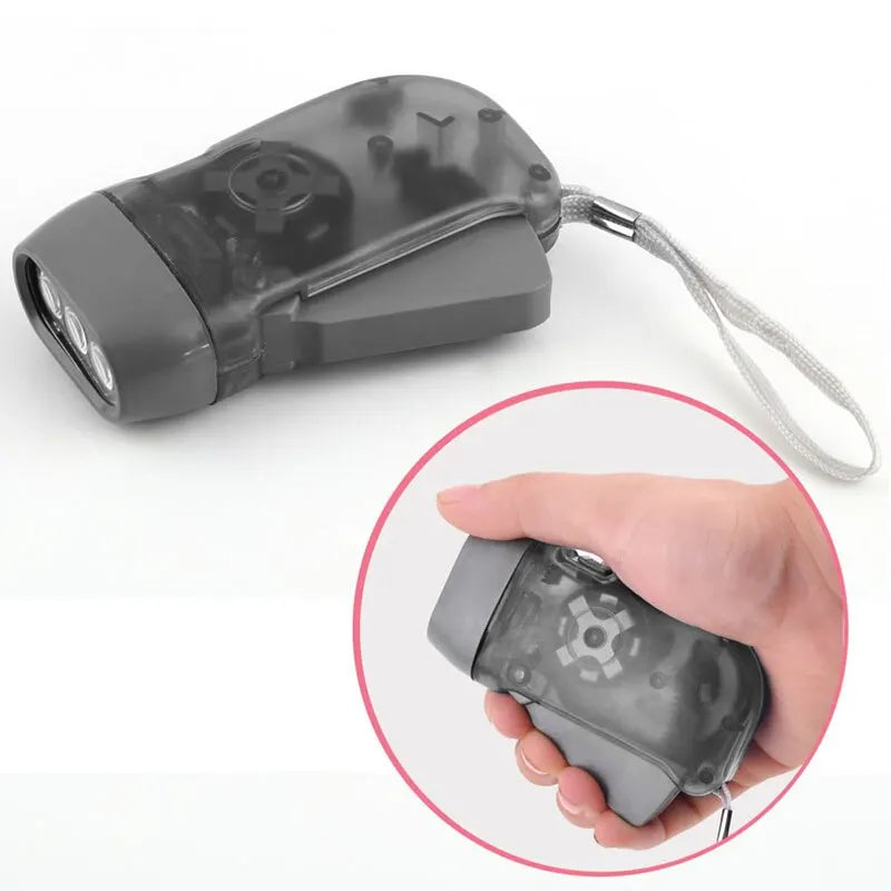 3 LED Hand Pressing Dynamo Crank Power Wind Up Flashlight