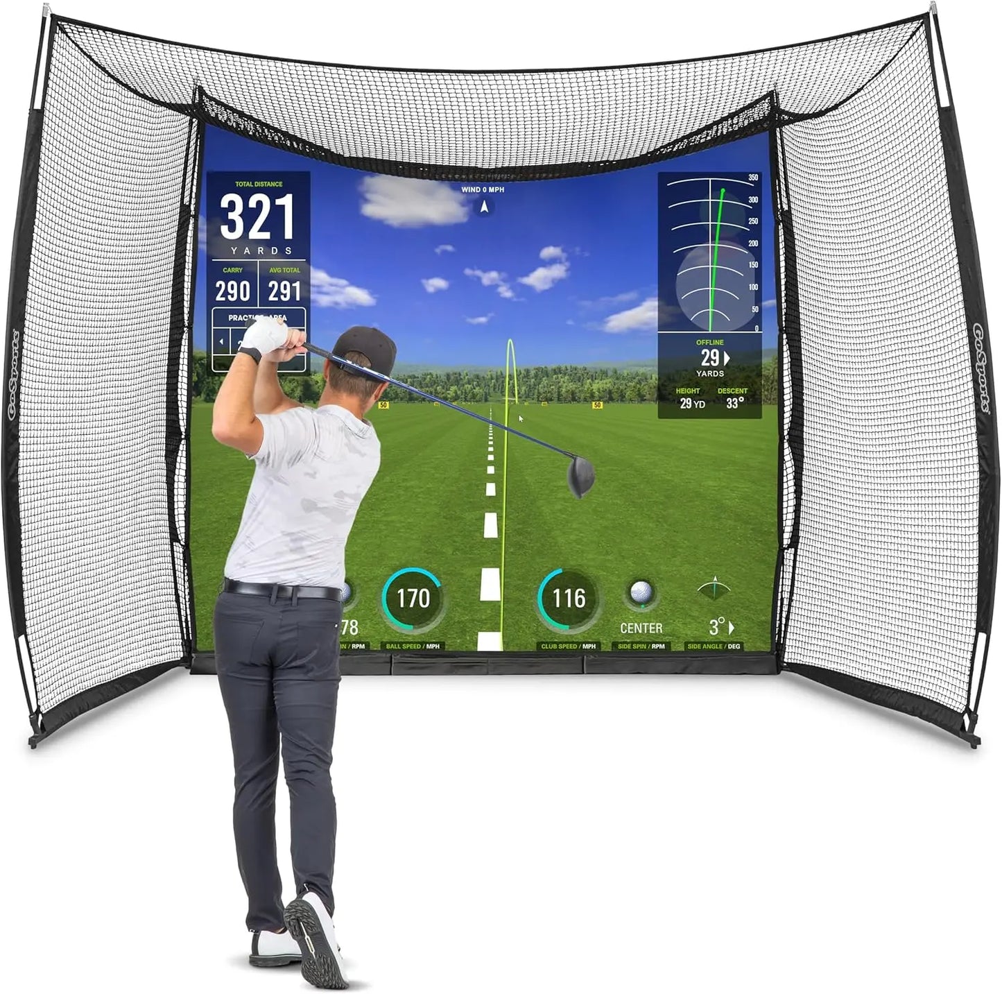 10 ft x 8 ft Golf Practice Hitting Net with Impact Screen