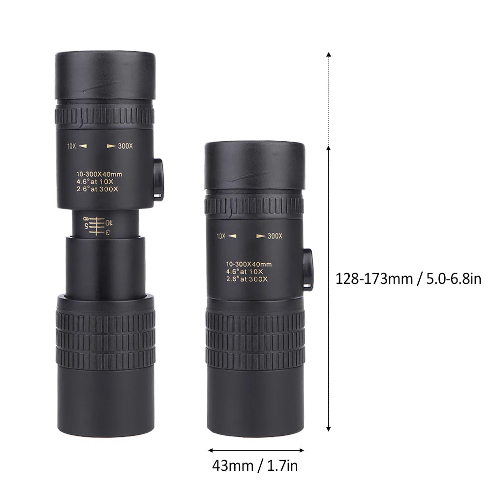 10-300X40mm BAK4 Prism Monocular