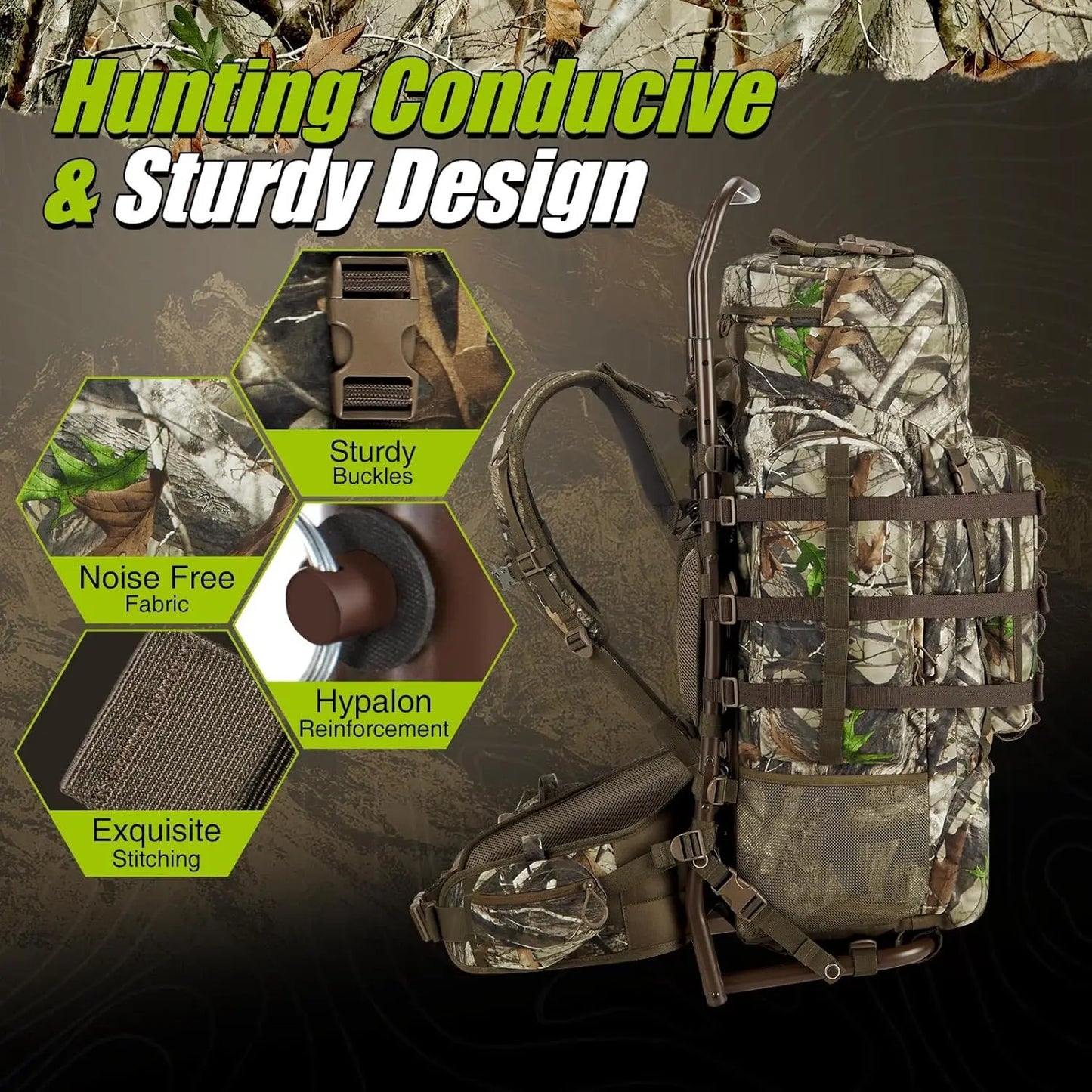 Hunting Backpack with Frame and Rain Cover