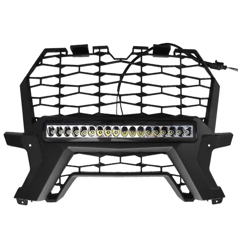 Black Mesh Grille With LED Light Bar For Polaris RZR