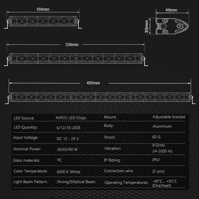 7/20 inch Slim LED Light Bar